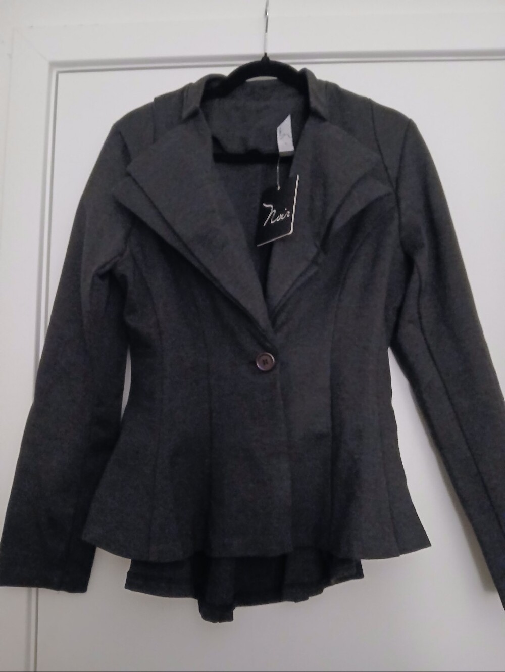 nOir Dark Gray Tailored Peplum Blazer